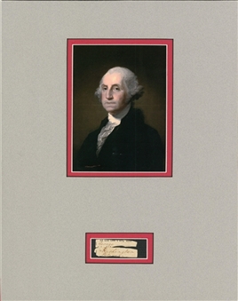 George Washington Signed "George" & "Washington" Cuts With Photo Matted To 11x14 (Beckett)